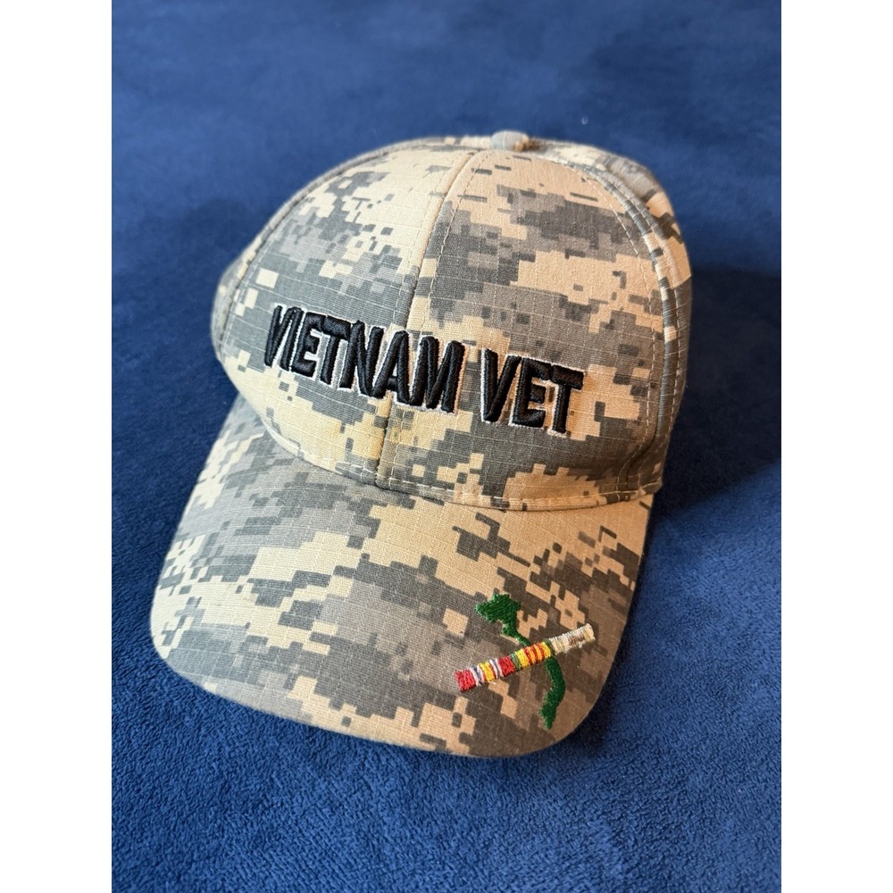 JWM Vietnam Veteran Strapback Hat Camo Digital Embroidery Made in USA Mens OS